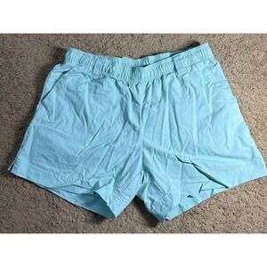 Columbia PFG Shorts Women Medium Bright Light Blue Mid Rise Fishing Hiking